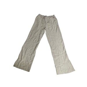 ZARA Crinkled Wide Leg Pants SMALL Elastic Waist Drawstring Pull-On Sliver